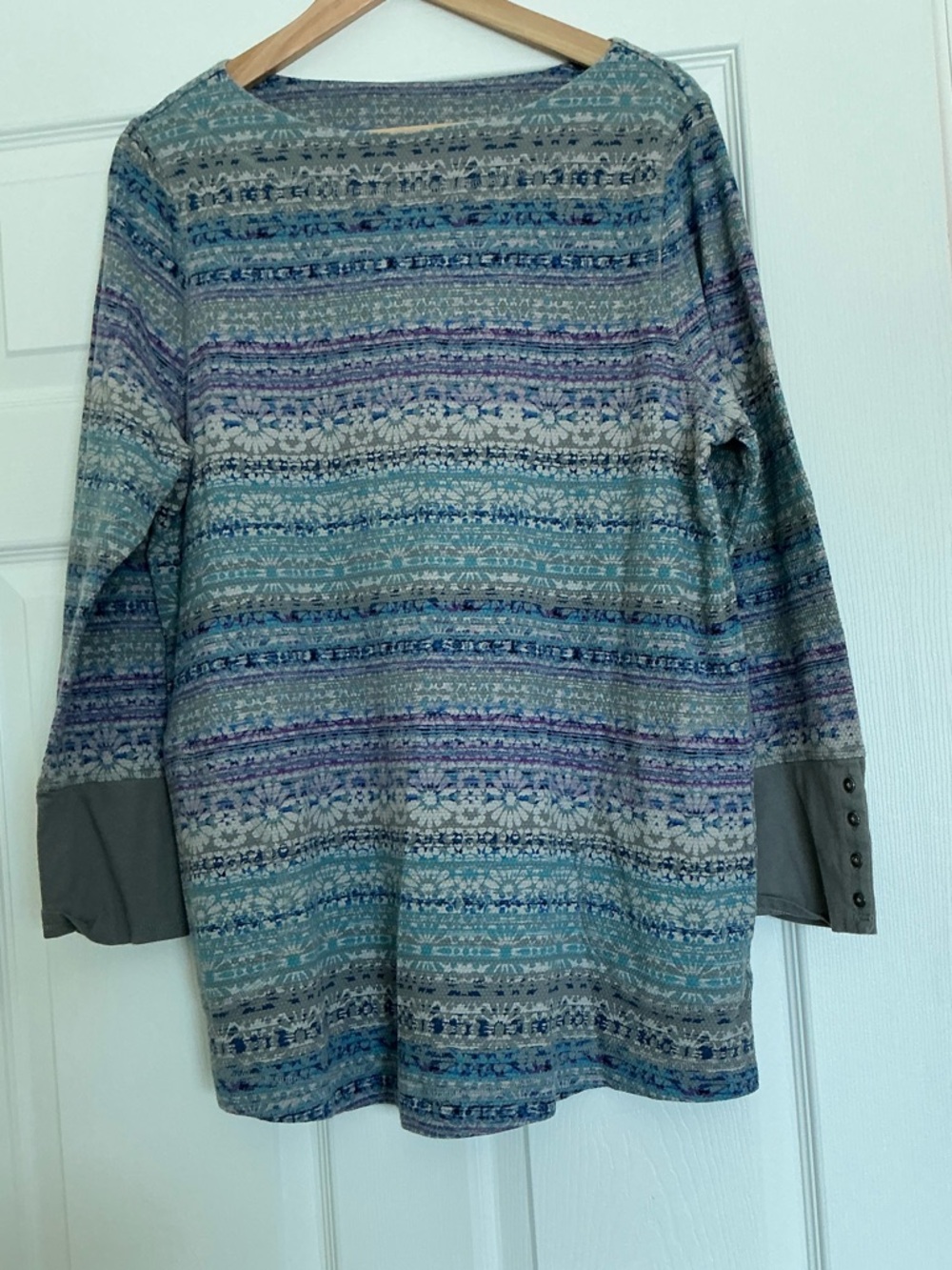 J. Jill Multicolor Striped Knit Tunic Dress in Blue, Gray & Purple